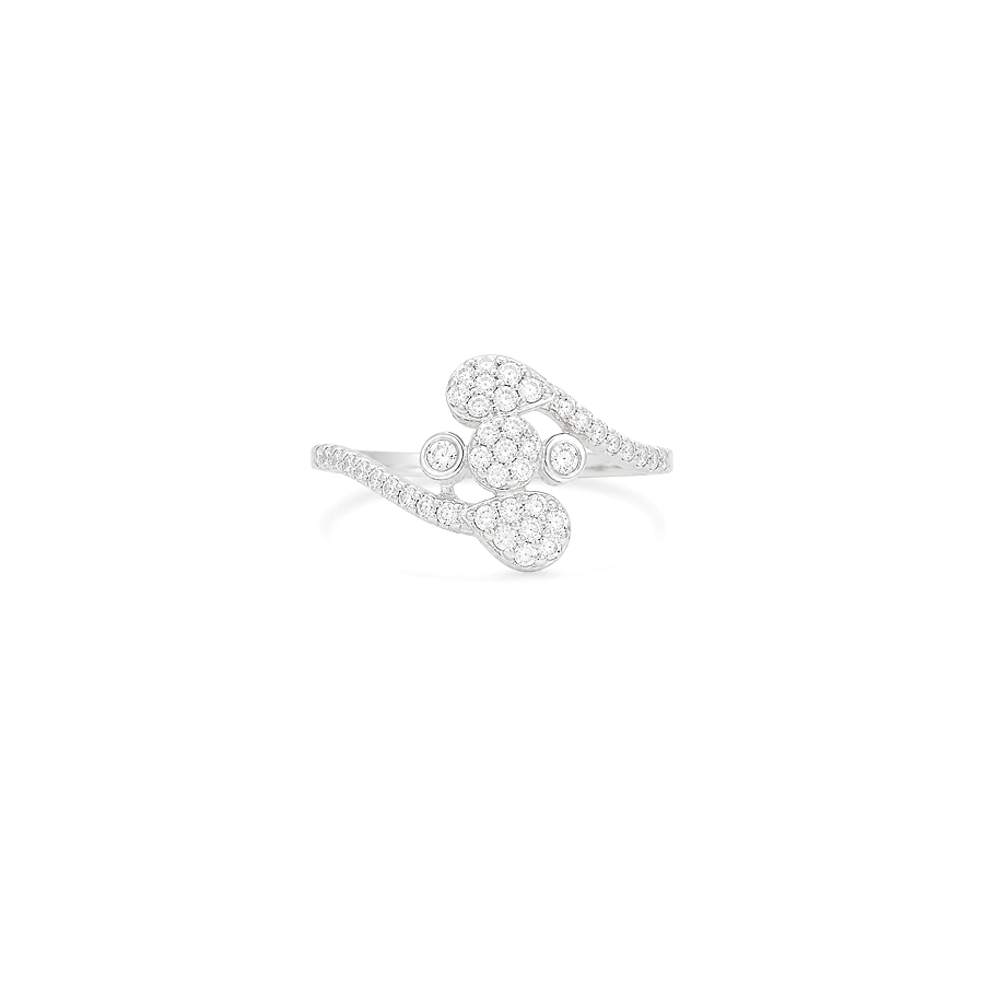 18K White Gold Ring with Shiny Sparkling Stones Design