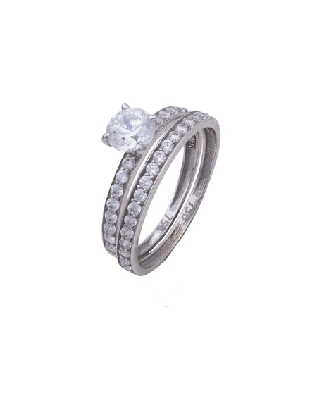 18K Gold Tunes Ring with Large Shiny Stone