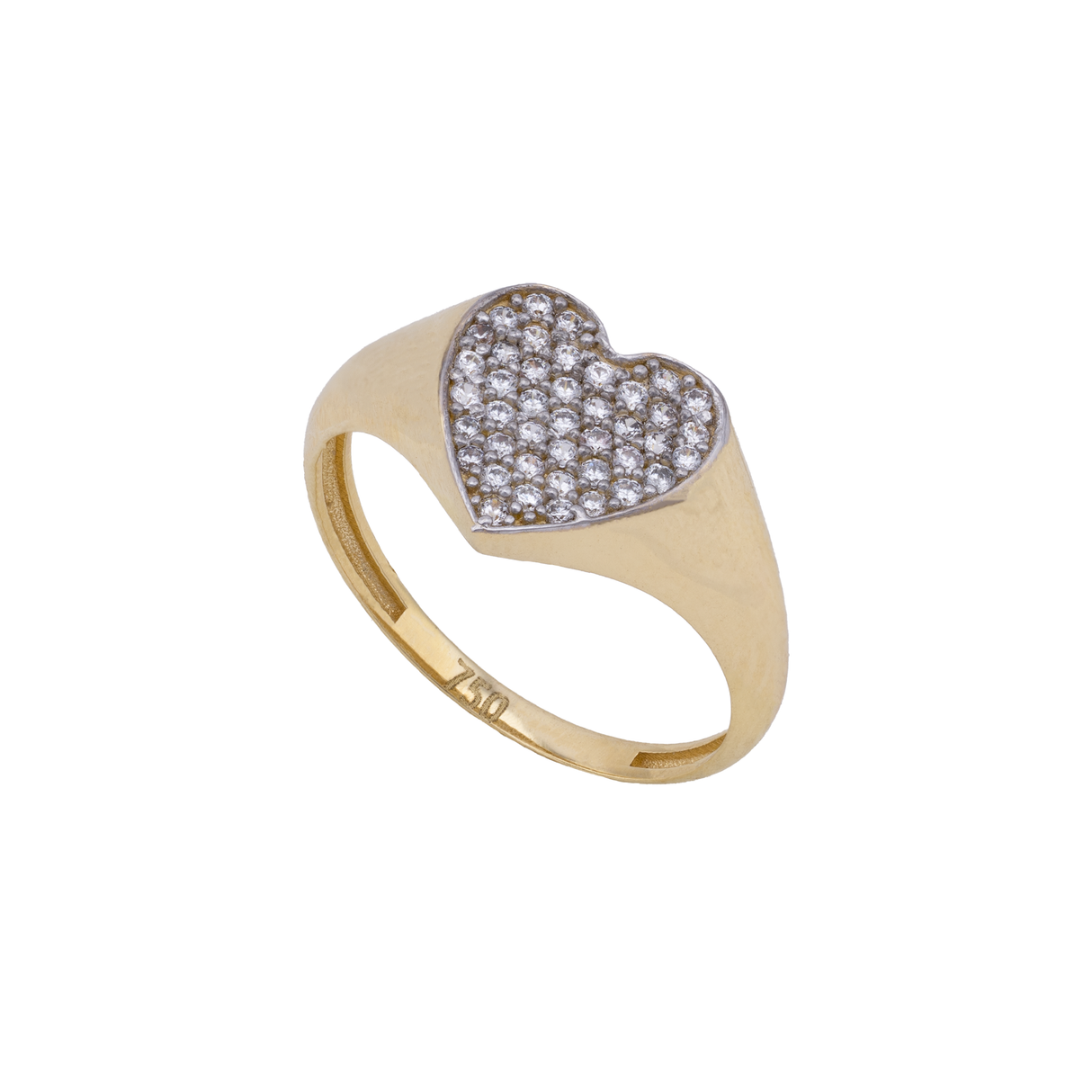18K Gold Ring with Heart Design