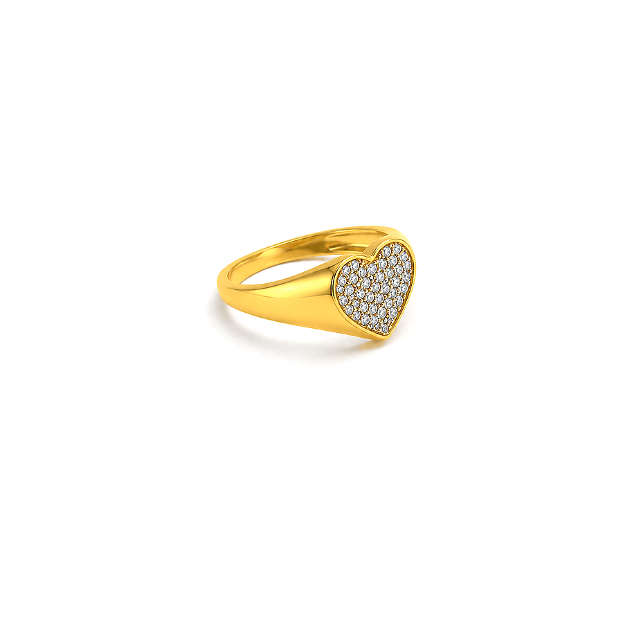 18K Gold Ring with Heart Design