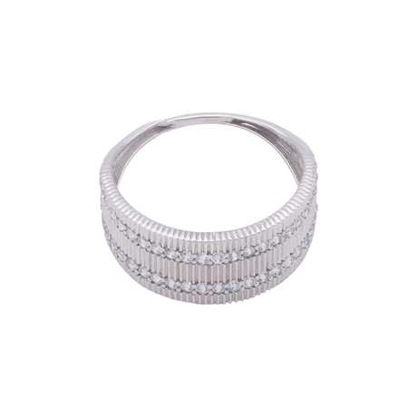 18K Gold Wide Ring with Paved Stones