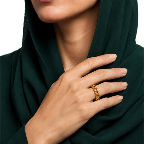 خاتم ذهب عيار 18 بتصميم سلسلة