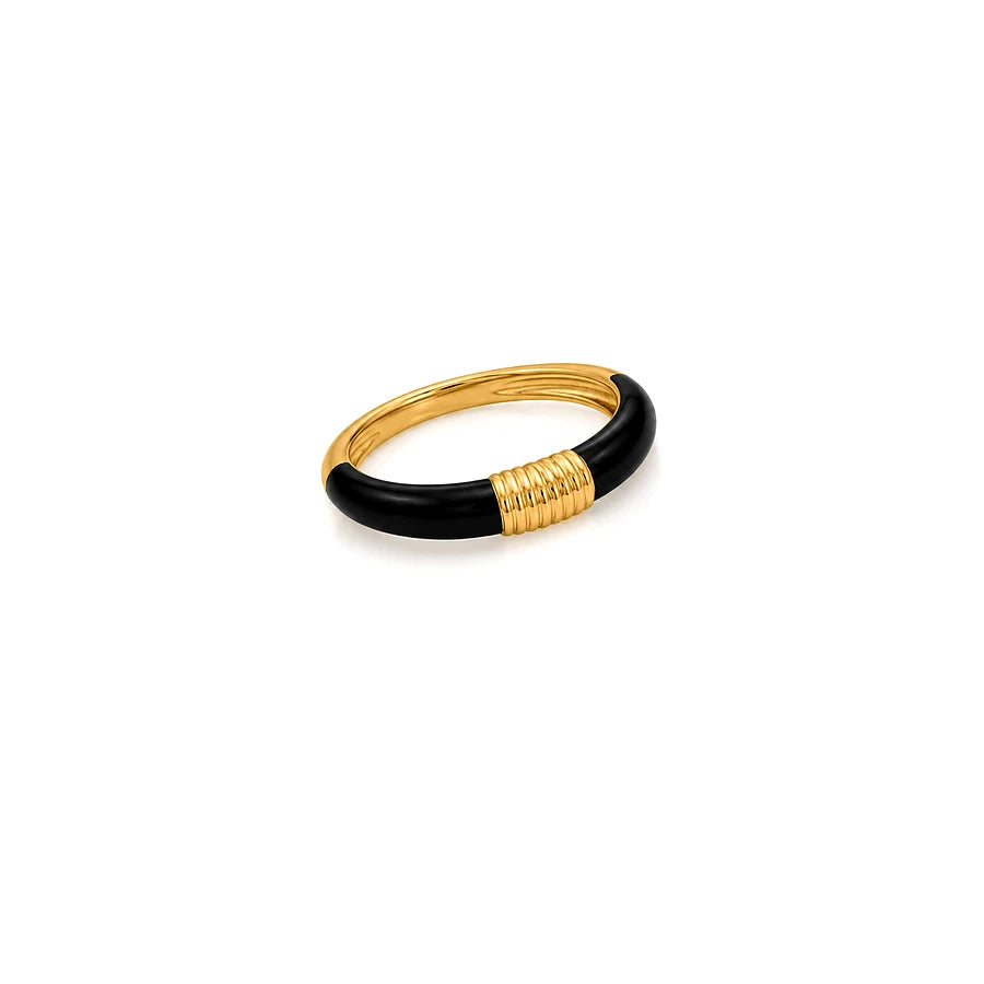 18K Gold Ring with Two-Tone Design