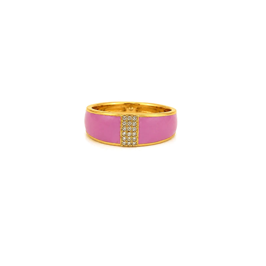 18K Gold Ring with Embellished Stone Design In Colorful