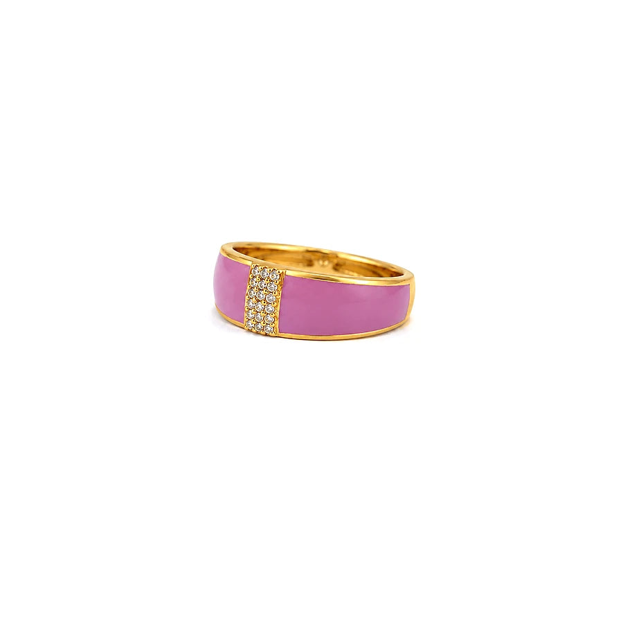 18K Gold Ring with Embellished Stone Design In Colorful