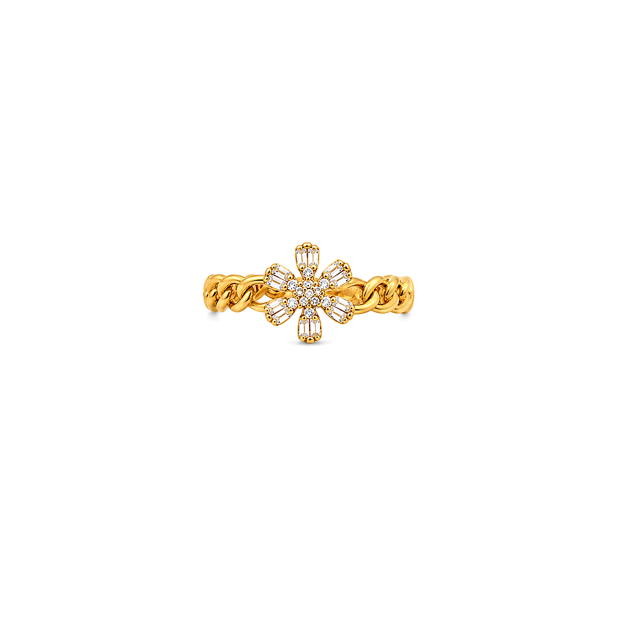 18K Gold Ring with Snowflakes Design