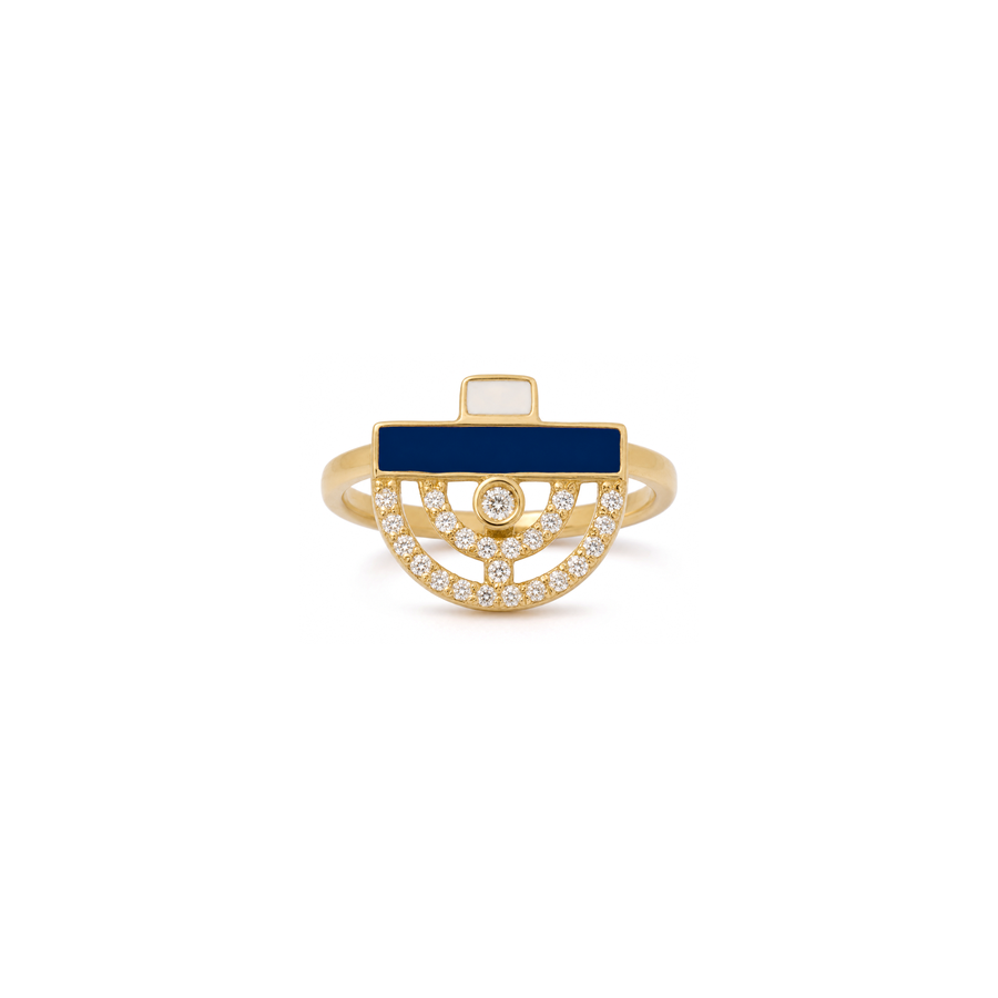 18K Gold Ring with Semi-Circular Design