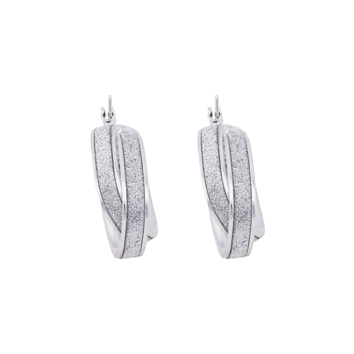 18K Gold Earrings with Shiny Parallel Lines Design
