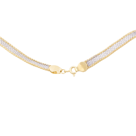 عقد ذهب عيار 18 بتصميم جديلة بلونين