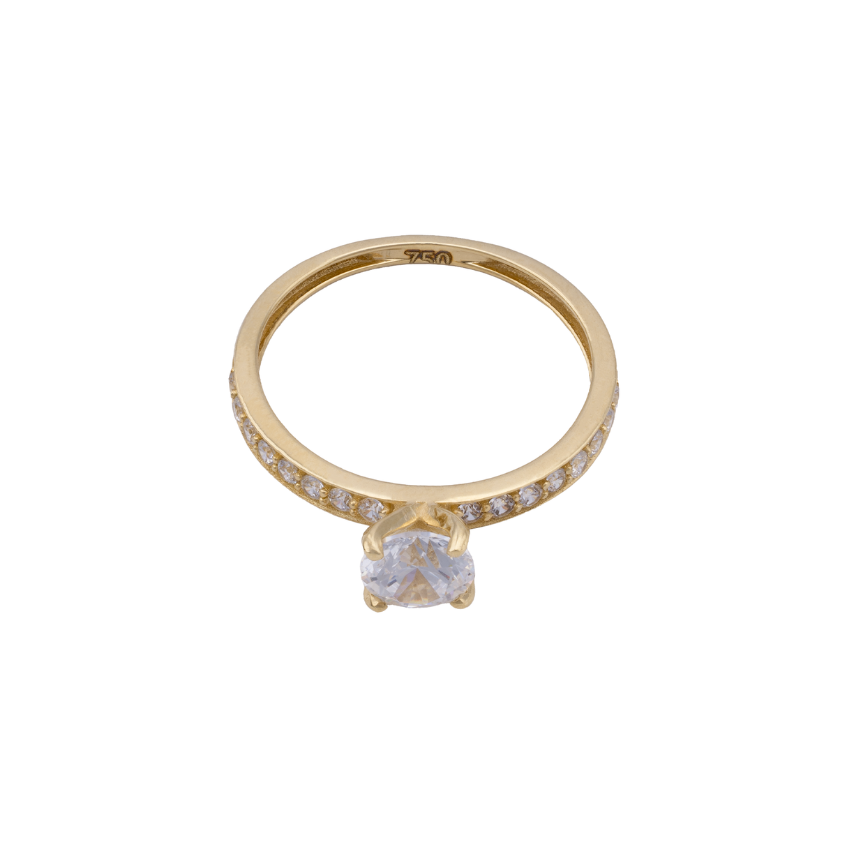 18K Gold Ring with Twins Two Layer Paved Design
