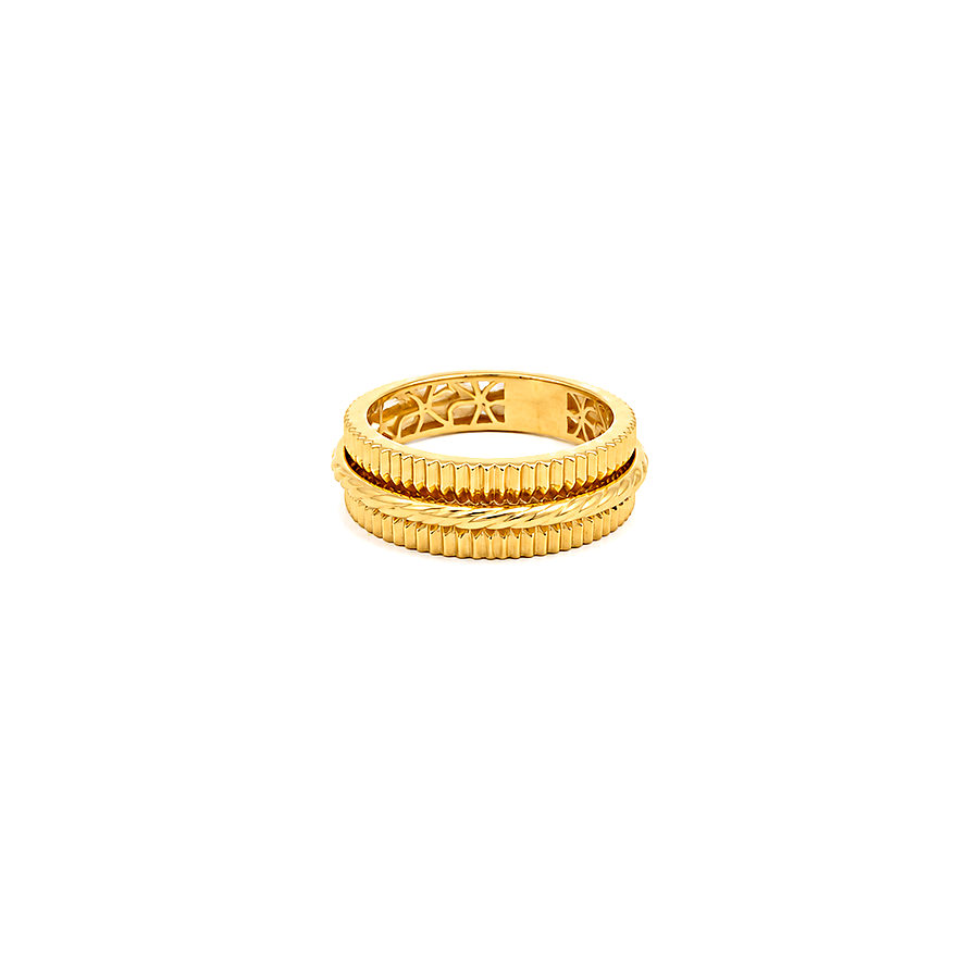 21K Gold Ring With Two-Layer Decorative Design