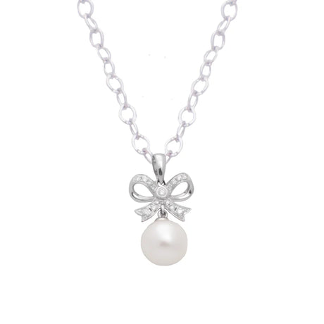18K Gold Diamond Pearl Necklace