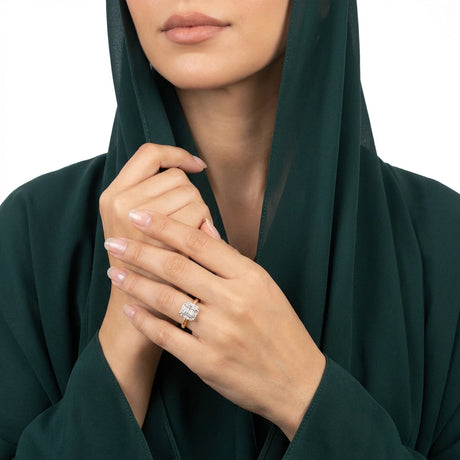 خاتم فص الماس كبير عيار 18