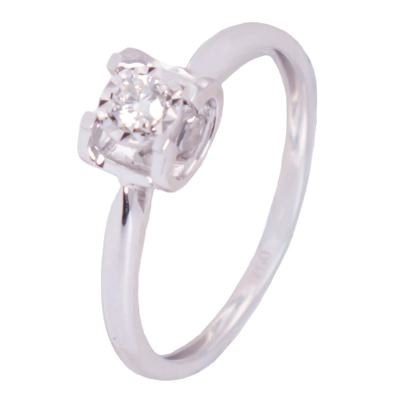 خاتم الماس عيار 18 خطوبة بفص كبير