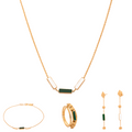 18K gold set with delicate colorful rectangular design