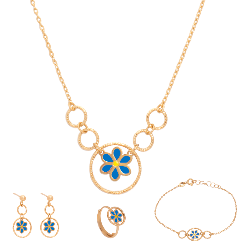 18k gold set, blooming flower