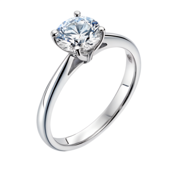 خاتم الزواج من الذهب الأبيض بفص الماس