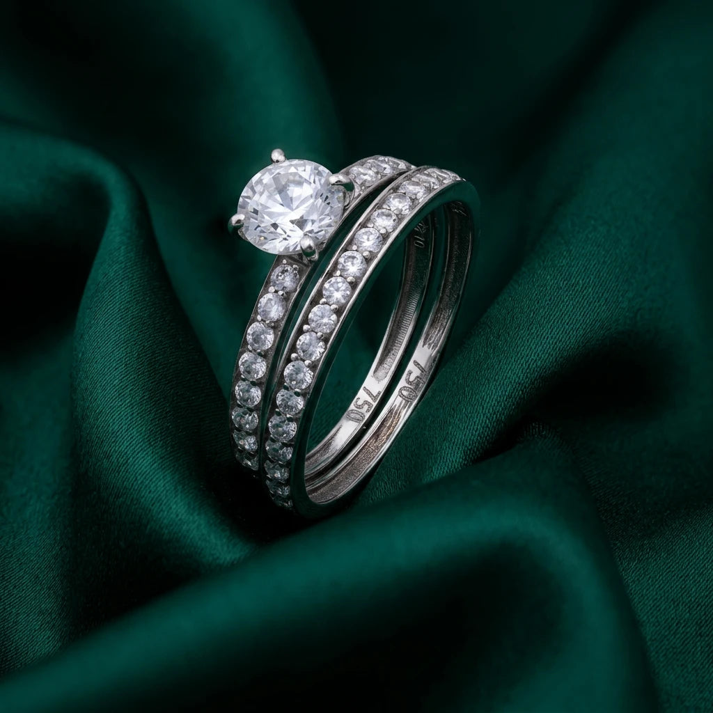 18K Gold Twins Ring with Two Layer Design