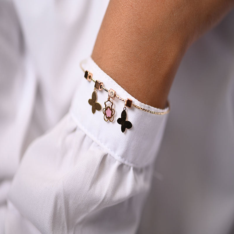 18K GoldKids Bracelet with Colorful Bows