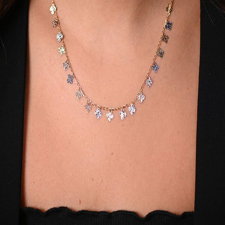 18K Gold Necklace with Small Flowers