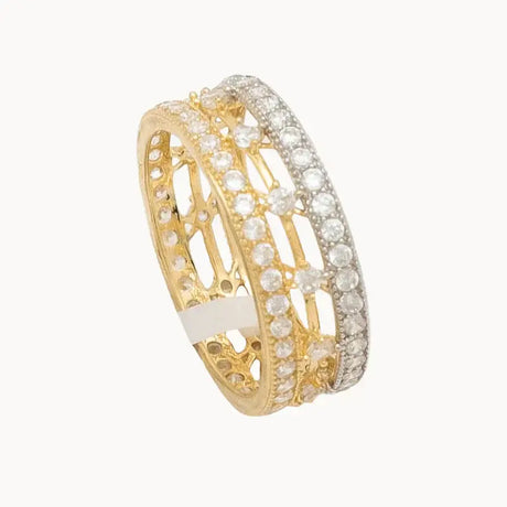 دبلة جينت ذهب عيار 18 بفصوص لامعة - منصور للذهب