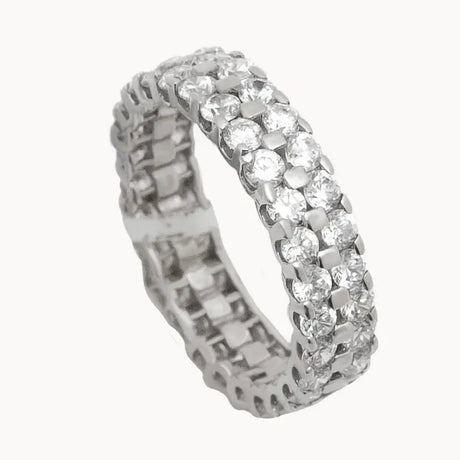 دبلة كينزي ذهب عيار 18 بفصوص لامعة - منصور للذهب