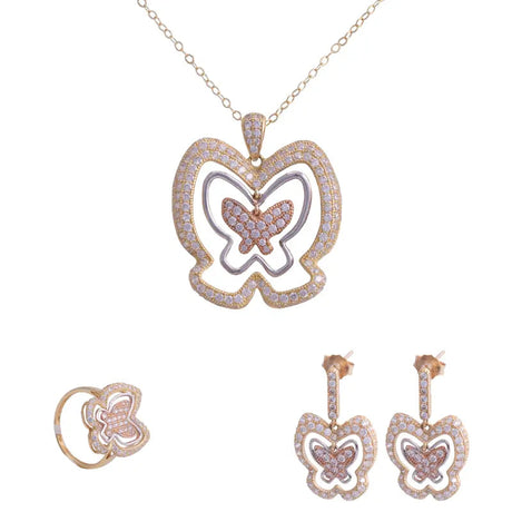 نصف طقم بتصميم فراشة ذهب عيار 18 - Ghamieh