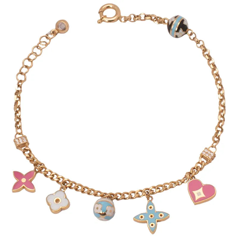 18K Bracelet with Assorted Shapes Design