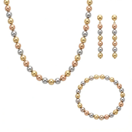 نصف طقم ذهب عيار 18 بكرات ملونة لامعة - Ghamieh