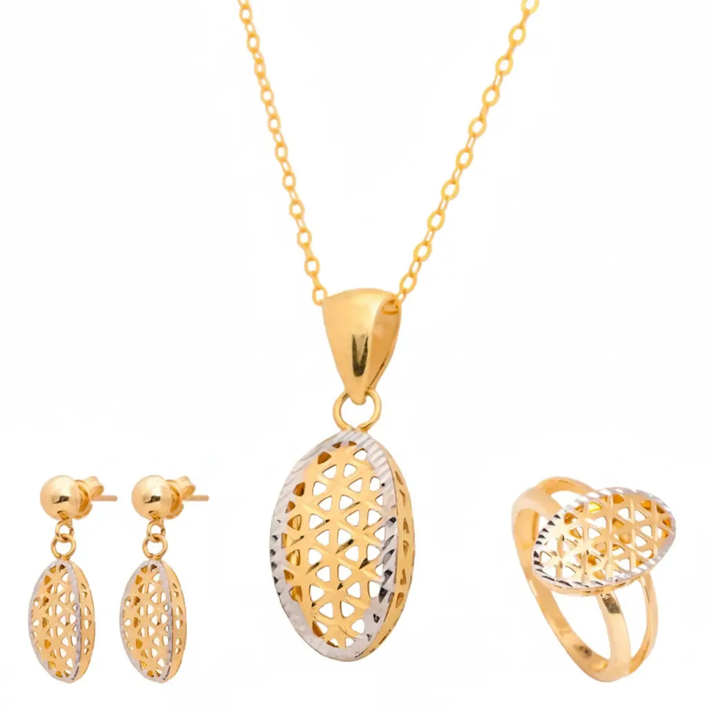 نصف طقم الفريدة ذهب عيار 18 بلمسة نقش أنيق - Ghamieh