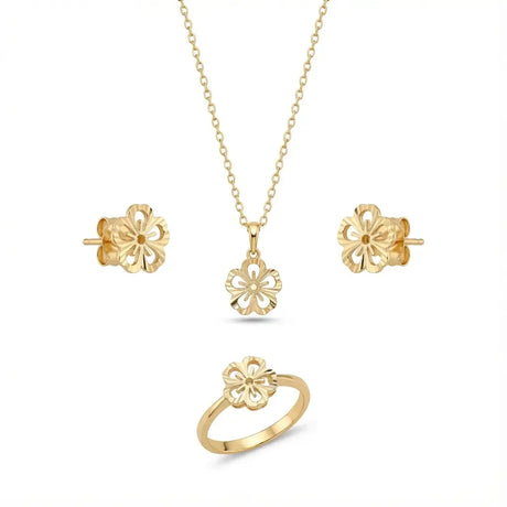 نصف طقم ذهب عيار 18 بلمسة تعليقة صغيرة أنيقة - Ghamieh