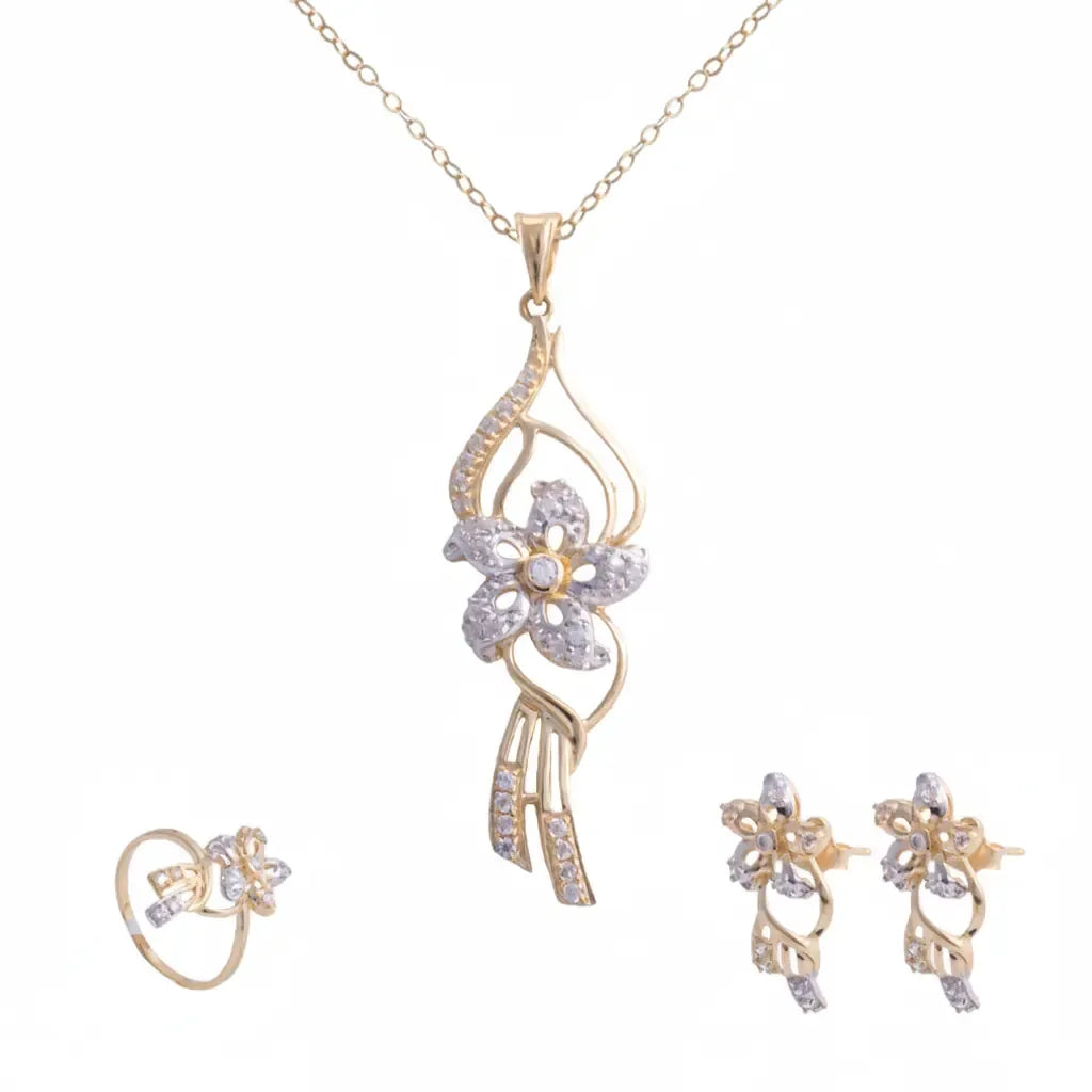 نصف طقم أيام ربيعيه عيار 18 بزهرة متدلية - Ghamieh