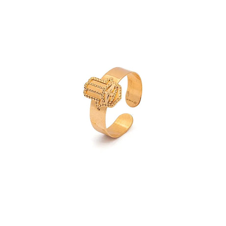 18K Gold Ring with Guardian Love Embellished Design