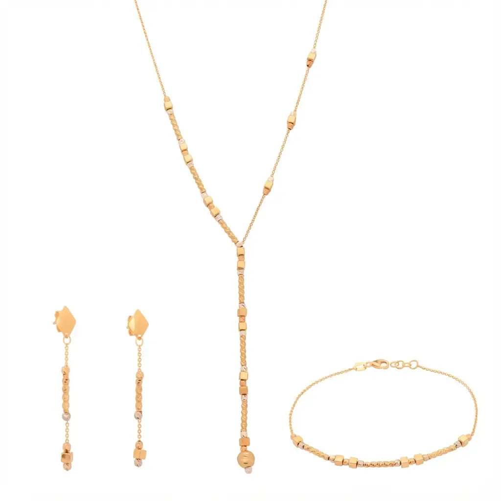 Half-set 18K gold geometric dangle design