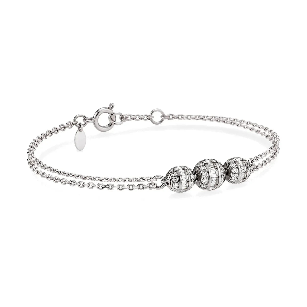18K Diamond Bracelet With Circles Pendants