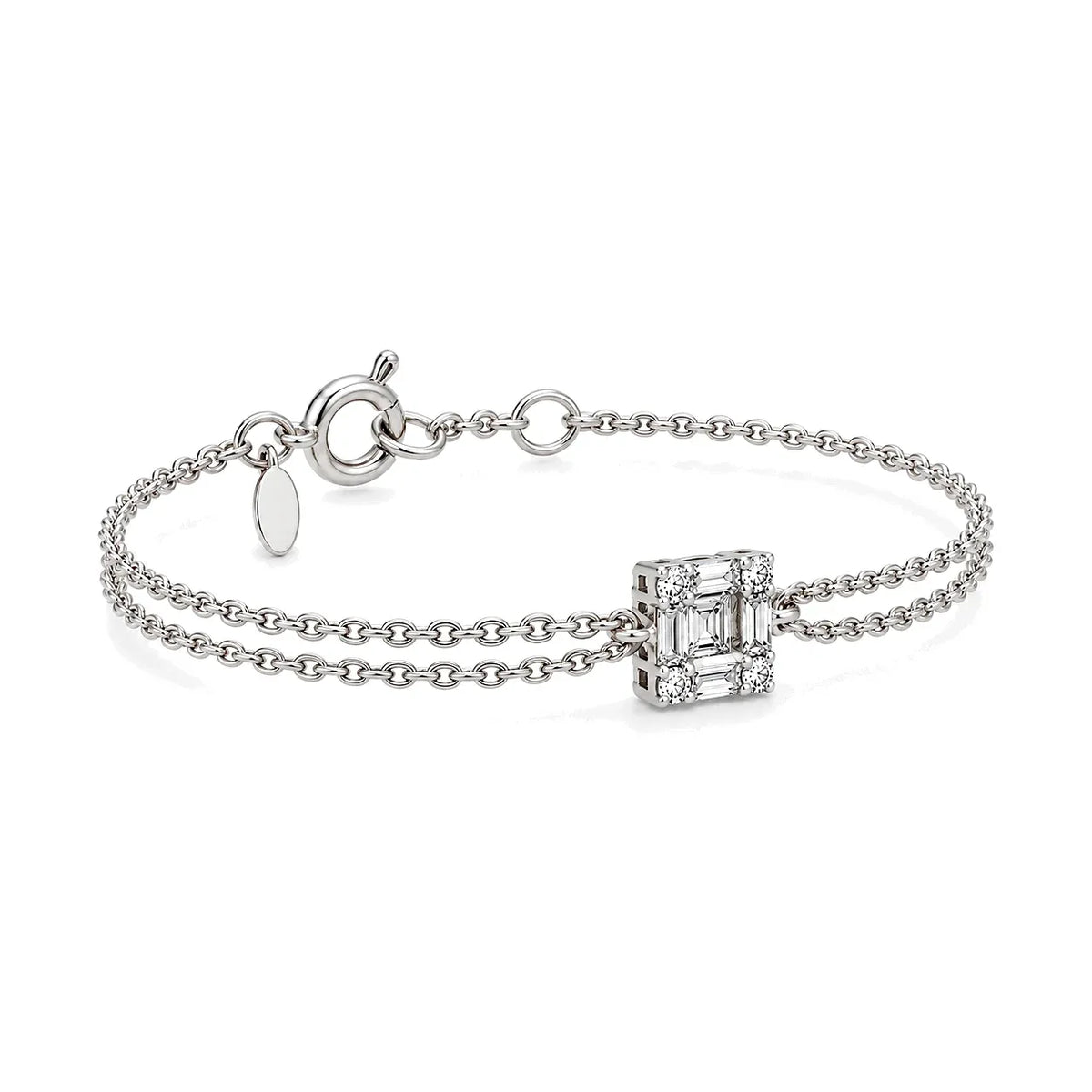 18K Diamond Bracelet With Square Pendant