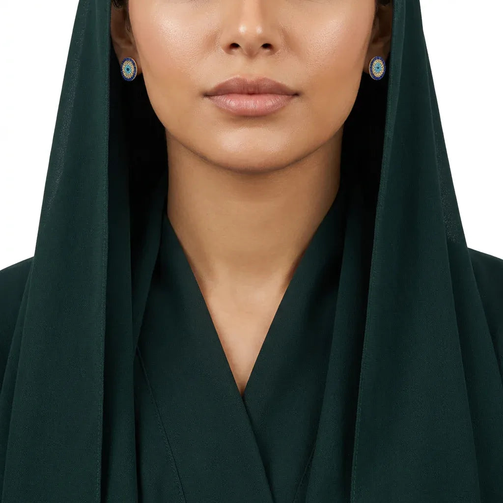 أقراط عيار 18 بتصميم مرصع