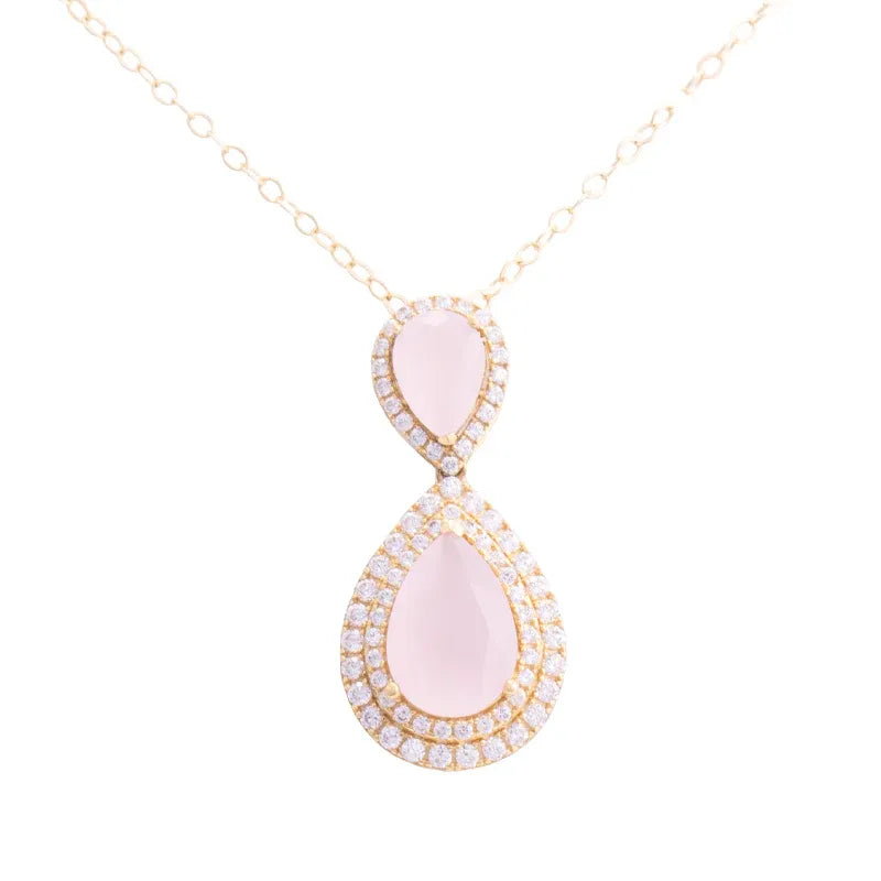 18K Gold Double Teardrop Pendant