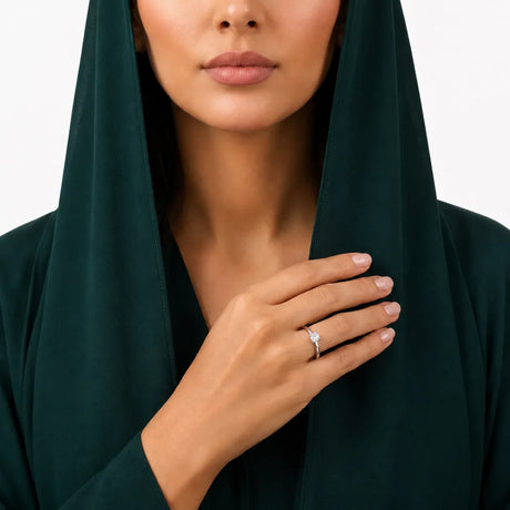 خاتم الماس عيار 18 خطوبة بفص كبير