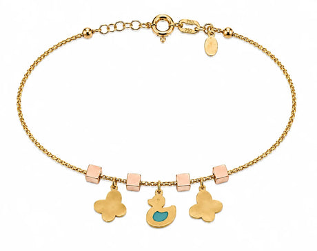 18K Gold Kids bracelet with Butterfly Duck Design