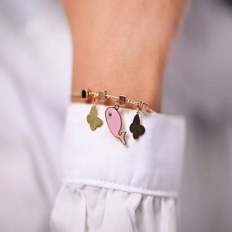 18K Gold Kids bracelet with Happy Dolphin Design