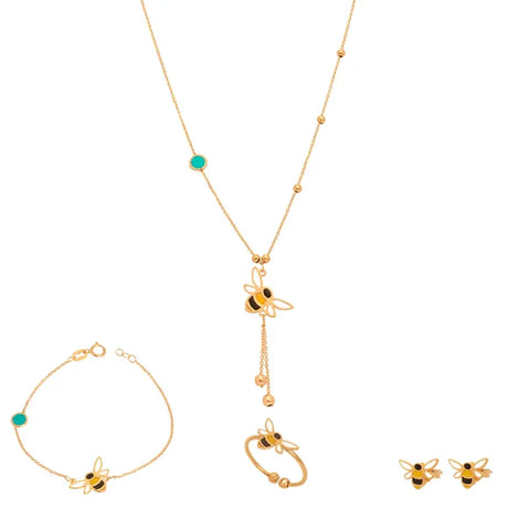 18K Gold Children's Jewelry Set with a Smart Bee Design