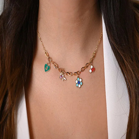 18K Gold Necklace Joy and Happiness