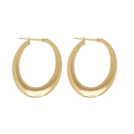 18K Gold Earrings with Large Circular Design