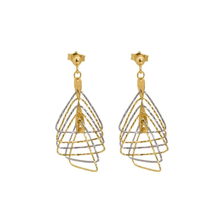 18K Gold Earrings with Geometric Triangles Design