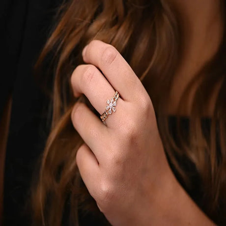 18K Gold Ring Braided Snowflake