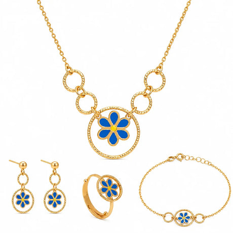18K Gold Kids Half Set with Happy Worm Design