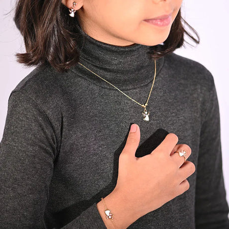 18K gold children's set with a cat design