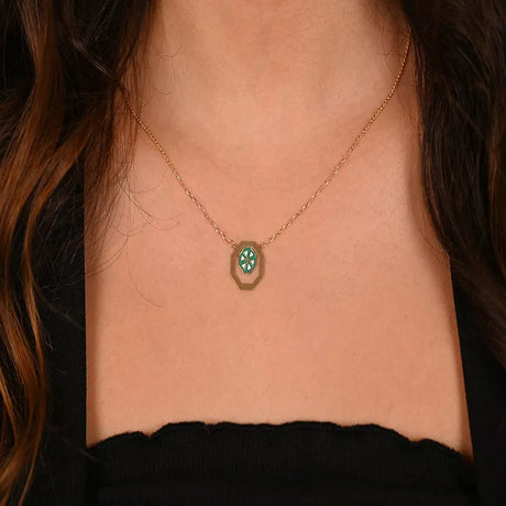 18K Gold Sugar Cube Pendant Necklace