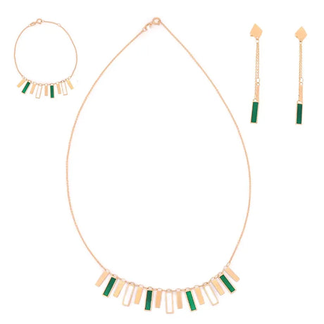 18K Gold Half Set In Green